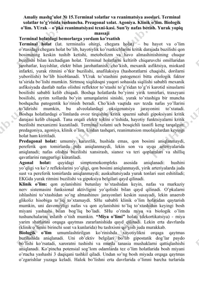 terminal xolatlar va reanimatsiya asoslari — DOCX