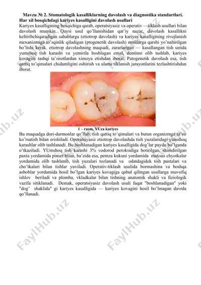 stomatologik kasalliklarning davolash va diagnostika standartlari — DOCX