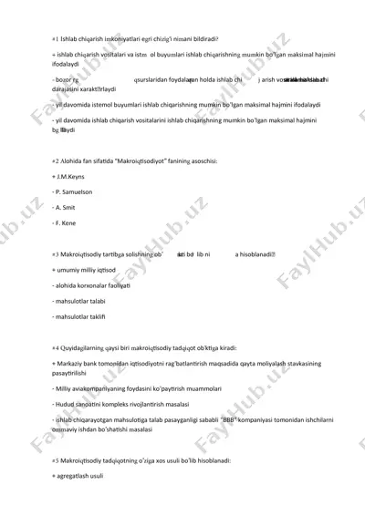 ishlab chiqarish imkoniyatlari egri chizig‘i nimani bildiradi? — DOCX