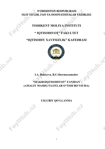 uslubiy qo'llanma "makro iqtisodiyot fanidan" — DOCX