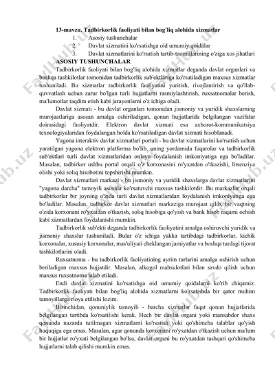 tadbirkorlik faoliyati bilan bog'liq alohida xizmatlar — DOCX