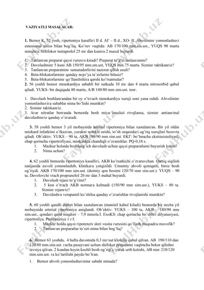 hipertoniya davolashida beta-bloktorlar — DOCX