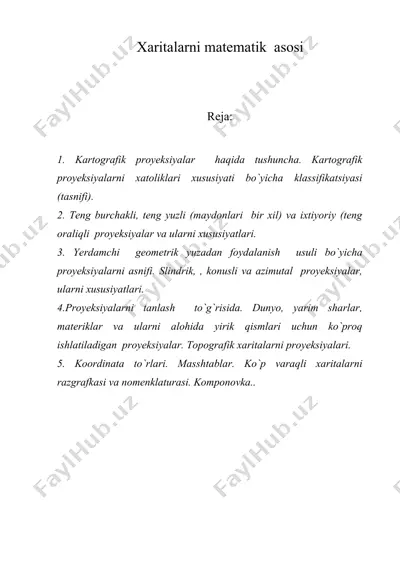 xaritalarni matematik asosi — DOC