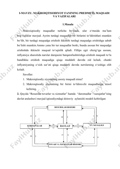 makroiqtisodiyot fanining predmeti, maqsadi va vazifalari — DOCX