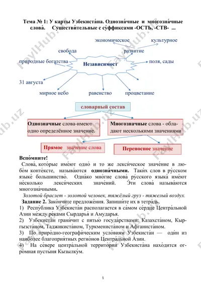 однозначные и многозначные слова — DOCX