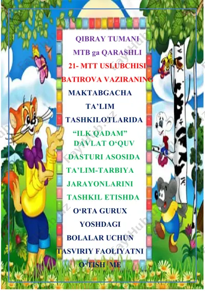 "o‘rta gurux yoshdagi bolalar uchun tasviriy faoliyat o‘tish  metodikasi" — DOCX