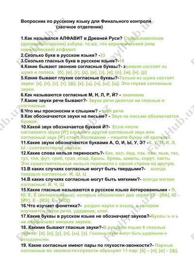 вопросник по русскому языку для финального контроля — DOCX
