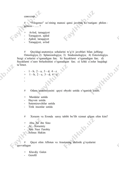 abu ali ibn sino haqida test savollari — DOCX