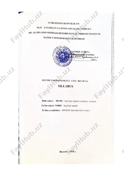 klinik farmakologiya fani bo'yicha sillabus — DOCX