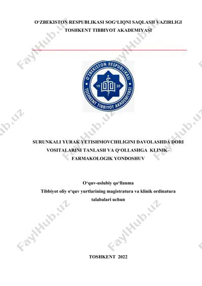 surunkali yurak yetishmovchiligini davolashda dori vositalarini tanlash va qo‘llashga klinik–farmakologik yondoshuv — DOCX