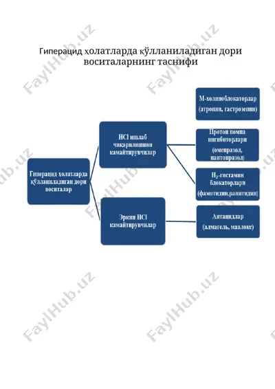 гиперацид ҳолатларда қўлланиладиган дори воситаларнинг таснифи — DOCX