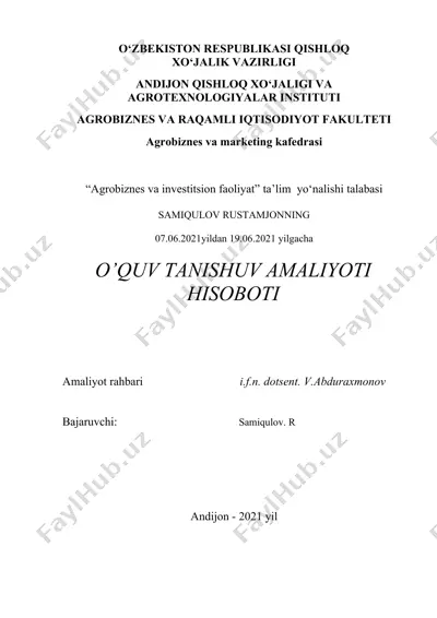 o‘quv tanishuv amaliyoti hisoboti — DOCX