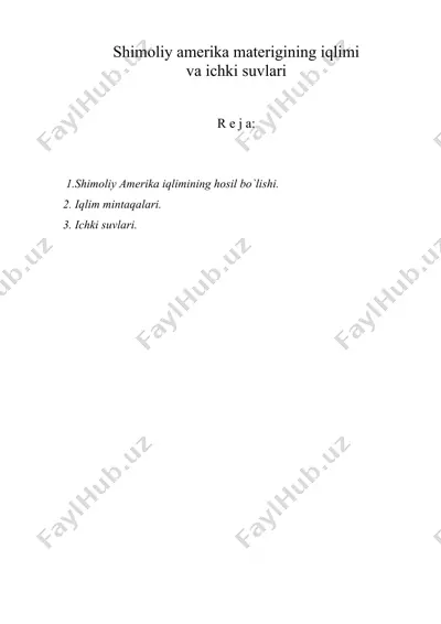shimoliy amerika materigining iqlimi — DOC