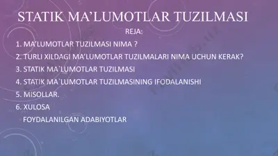 statik ma’lumotlar tuzilmasi — PPTX