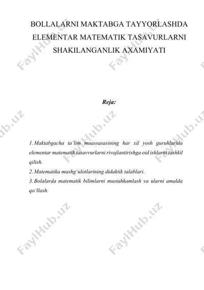 elementar matematik mashg'ulotlari — DOCX