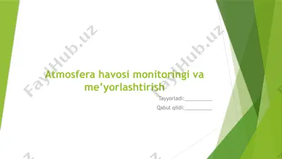atmosfera havosi monitoringi vame’yorlashtirish — PPTX