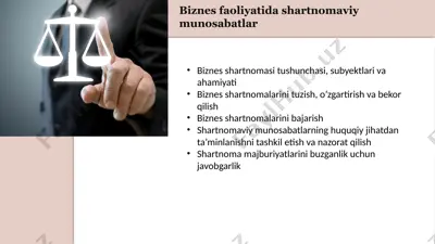 biznes faoliyatida shartnomaviy munosabatlar — PPTX