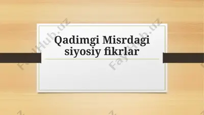 qadimgi misrda g'asdastlabki davlat va huquq — PPTX