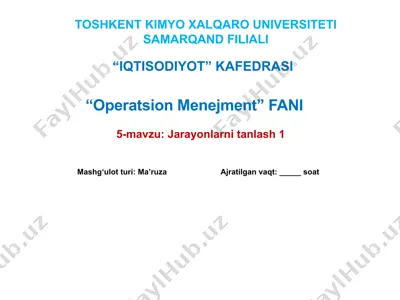 iqtisodiyot kafedrasi "operatsionmenejment" fani — PPTX