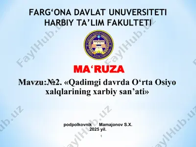 harbiy san’at tarixi darslik — PPT