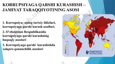 korrupsiyaga qarshi kurashish – jamiyat taraqqiyotining asosi — PPTX