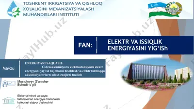 elektr ta’minotlari va qayta tiklanuvchan energiya manbalari — PPTX