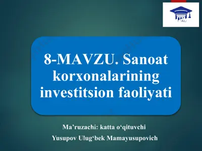 ma’ruzachi: katta o‘qituvchi yusupov ulug‘bek mamayusupovich — PPTX