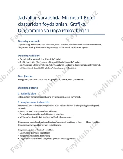 microsoft excel dasturida grafikalar yaratish — DOCX