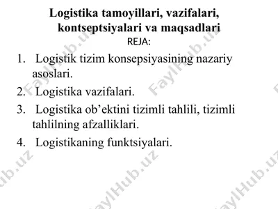 logistika tamoyillari — PPT