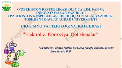 elektroliz, korroziya, qotishmalar — PPTX