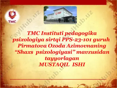 shaxs psixologiyasi — PPTX
