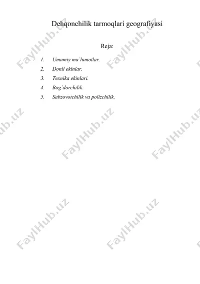 dehqonchilik tarmoqlari geografiyasi — DOC