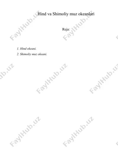hind va shimoliy muz okeanlari — DOC
