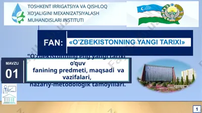 o’zbekistonning eng yangi tarixi — PPTX