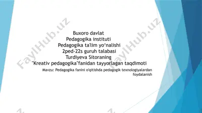"kreativpedagogika" faniga oid taqdimot — PPTX