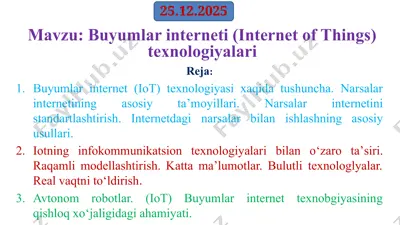 buyumlar interneti (internet of things) texnologiyalari — PPTX