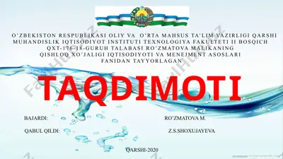 qishloq xo'jaligi iqtisodiyoti va menejment asoslari fanidan tayyorlagan — PPTX