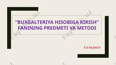 buxgalteriya hisobiga kirish — PPTX