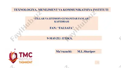 etika fanining predmeti, mohiyati va vazifalari — PPTX