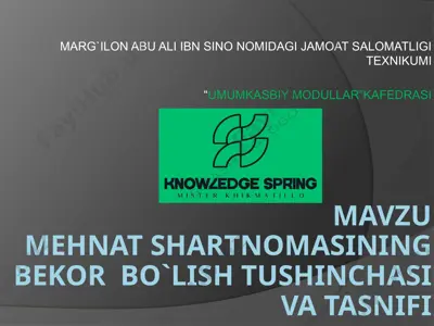 mavzumehnat shartnomasining bekorbo`lish tushinchasi va tasnifi — PPTX