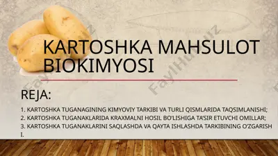kartoshka mahsuloti biokimyosi — PPTX