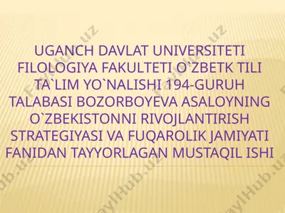 o`zbekistonni rivojlantirish strategiyasi va fuqarolik jamiyati — PPTX