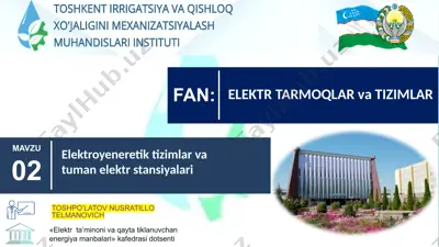 elektr ta'minoti va qayta tiklanuvchi energiya manbalari — PPTX