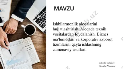 ishbilarmonlik aloqalarini hujjatlashtirish — PPTX