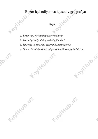bozor iqtisodiyoti va iqtisodiy geografiya — DOC