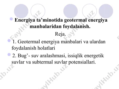 geotermal energiya — PPT