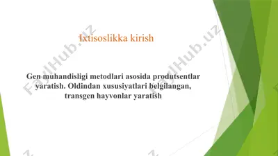 transgen hayvonlar yaratish — PPTX