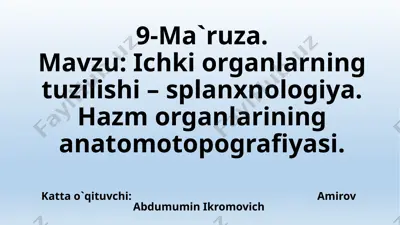 ichki organlarning tuzilishi – splanxnologiya — PPTX