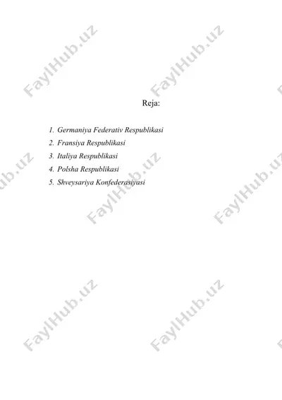 germaniya federativ respublikasi, fransiya respublikasi, italiya respublikasi, polsha respublikasi, shveysariya konfederasiyasi — DOC