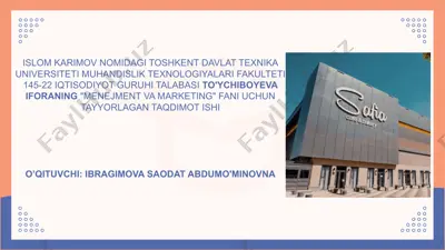 safia qandolat fabrikasining tashkil etilishi. — PPTX